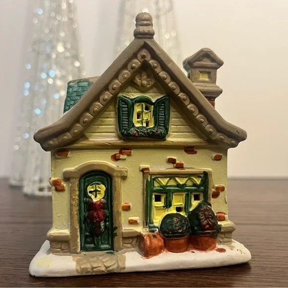 Vintage Christmas Winter Village Town Bakery House & Decorated Village House Y2K - Picture 11 of 12